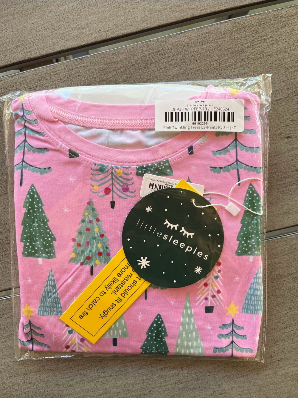 Little Sleepies Pink Christmas Tree Print Kids Pajama Set